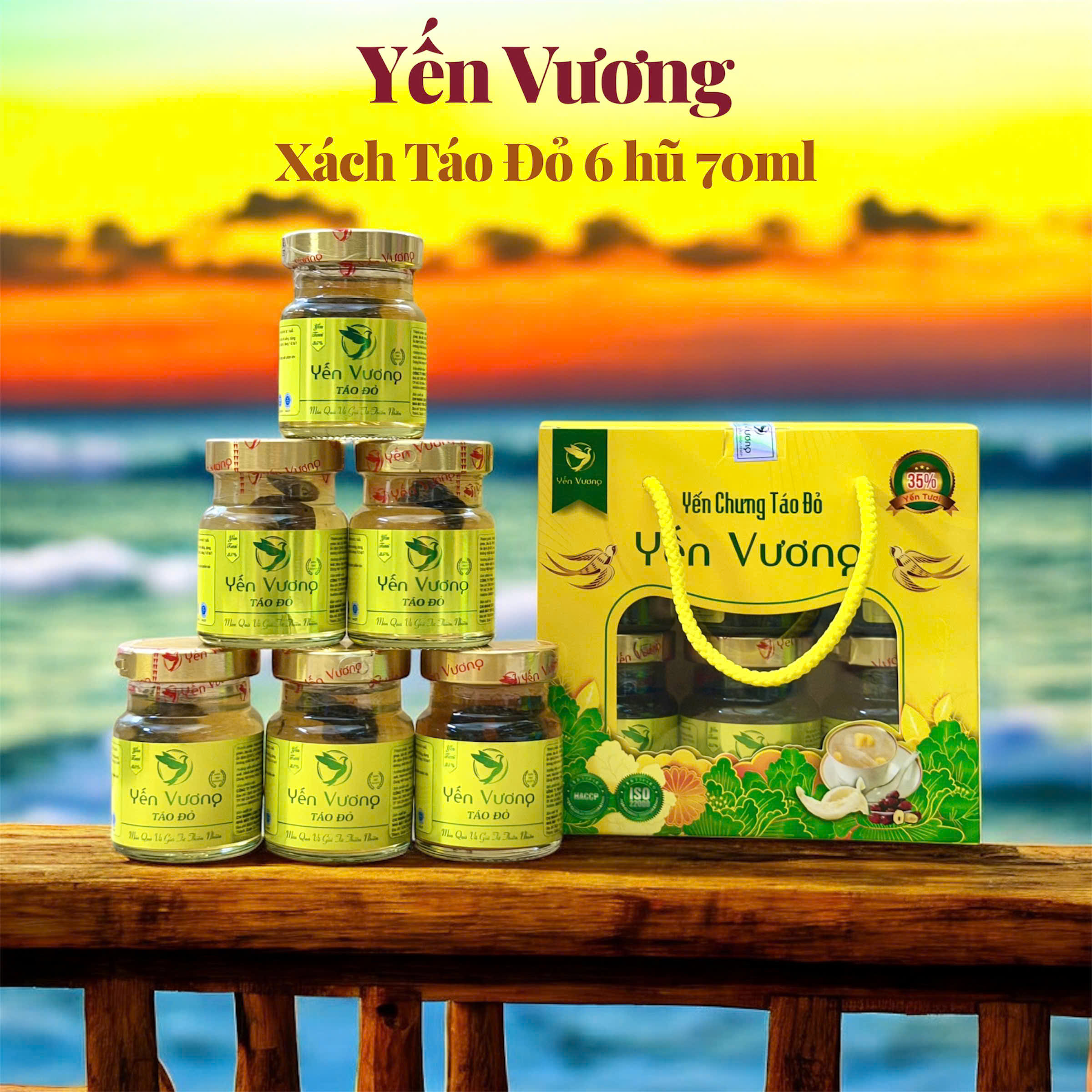 Lốc 6 hũ yến Vương 70ml Táo Đỏ